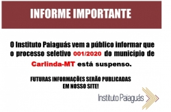 Suspensão do Processo Seletivo 001/2020 para Carlinda-MT