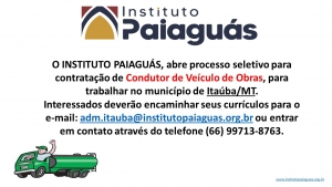 Processo Seletivo para Condutor de Veículo de Obras - Itaúba/MT