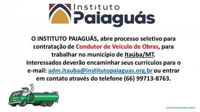 Processo Seletivo para Condutor de Veículo de Obras - Itaúba/MT