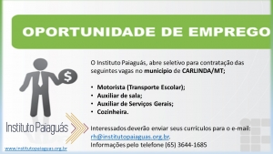 Diversas vagas para trabalhar no município de Carlinda/MT