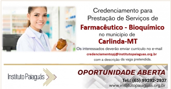 Credenciamento para Prestação de Serviços para Farmacêutico - Bioquímico em Carlinda-MT