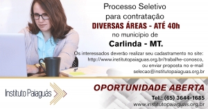 Processo seletivo para diversas áreas em Carlinda-MT.