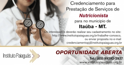 Credenciamento de Nutricionista para o Município de Itaúba-MT