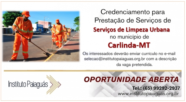 Credenciamento para Prestação de Serviços Gerais de Limpeza Urbana Carlinda-MT